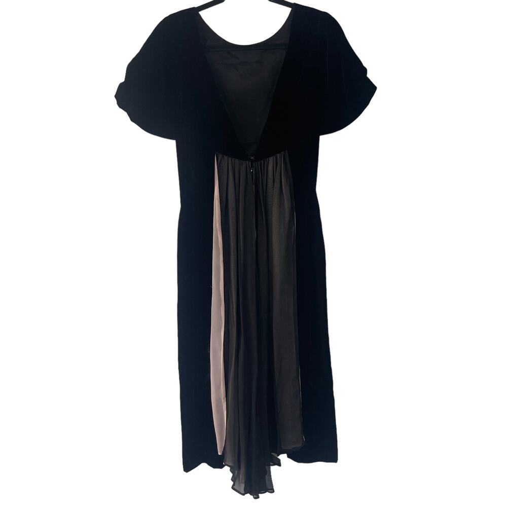 Andree Gay Vintage 90s XS Velvet Fairy Grunge Black Pink Whimsygoth Witchy Dress